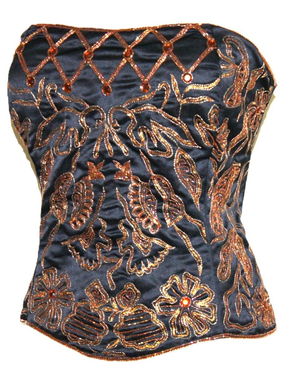 Jasdee Vintage Bustier Corset HandWork Gotta & Beads On Satin style F3138